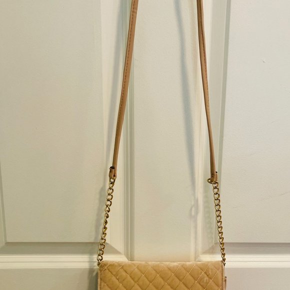 beige velvet crossbody bag - Picture 3 of 3